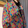 Męskie garnitury elegancka krótka kurtka stylowa graffiti design długoterminowy płaszcz z długim rękawem podwójny piersi H6
