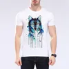 Camisetas masculinas Personalidade pintando camisa tigre de manga curta Design de animais de verão O-gola o tops casuais moe cerf 82j-1#