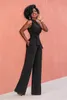 Jumpsuits voor dames rompers sexy een schouder rompers dames jumpsuit zomer mouwloze riem brede been elegante dame size bodycon jumpsuits wit zwart 230325