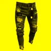 Мужские джинсы мода разорванная молодежная бейджа для брюки хип-хоп