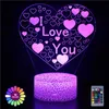 Veilleuses Amour romantique LED lampe de nuit en forme de coeur veilleuse chambre décor bureau ornement 3d lampe cadeau d'anniversaire petite amie amoureux cadeau P230325