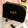Brand Cosmetic Bag Golden Letter Embroidery Makeup Bags Women wallets Pouch Letter Clutch bags black240O