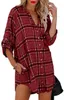 Chemises de chemisiers pour femmes 2023 Blouse Plaid Casual Shirt Vestidos Fashion Bouton à manches longues Femme Femme Blusa Mini Robe TUNIC Wall22