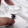 Crystal Glass Cabinet Door Knobs Enkel hål 30mm Diamant Shape drar handtag för lådan Kökskåp garderob badrumsskåp skrivbord