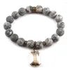 Strand Moodpc Fashion Jewelry Armband 10mm Frosted Natural Stone and Glass Crystal Charm Pendant