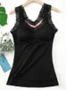 Camisoles & Tanks Top Sexy Lace Long Camisole Push Up Warm Bralette Wireless Padded Tank Women