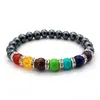 8mm Colorful Natural Stone Handmade Beaded Strands Charm Bracelets For Women Men Elastic Bangle Yoga Jewelry