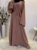 Etniska kläder Muslimska Fashion Dubai Abaya Long Hijab -klänningar med bälte Islamkläder Abayas Afrikanska klänningar för kvinnor Kaftan Robe Musulmane 230325