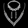 Wedding Accessories Brilliant Full Jewelry Diamond Zircon Water Drop Necklace Earrings Bridal Wedding Jewelry Set Wholesale