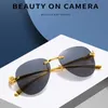 Men's Luxury Designer Women's Sunglasses Gold Fashion Leopard Head Frameless Mirror Trend Driver Toad Glasses