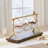 Dishes & Plates Living Room Home Gold Oak Branch Snack Bowl Stand Fruit Plate Dish Creative Modern Dried Basket Candy2775