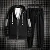 Jogging Clothing Men's Spring Autumn Two Pieces Sets Fashion Street Trendy Hooded Jacket Pants Men Hip Hop Casual Zipper Set Male