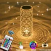 Veilleuses LED Cristal Lampe de Table Rose Light Projecto 3/16 Couleurs Tactile Réglable Romantique Diamant Atmosphère Lumière USB Tactile Veilleuse P230331