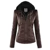 Vestes pour femmes gothique Faux cuir sweat à capuche pour femme hiver automne moto noir survêtement PU manteau de base 230325