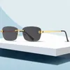 Lyxdesigner Nya herr- och kvinnors solglasögon 20% rabatt från Leopard Head Frameless Square Sun Business Fashion Sun Optical Matching Glasses
