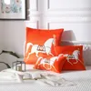 Luxury Orange Series Cushion Covers Horses Flowers Print Pillow Case Cover for Home Chair Sofa Decoration Square Pillowcases 2023