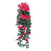 Flores decorativas Fircha artificial parede de rosa pendurada decoração em casa Fake Silk Flower Indoor Tubs embelezada Lvy Vine Wedding Yard Garden Garden