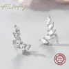 Stud Ailmay Echtes 925 Sterling Silber Fashionc Luxus Feder Flügel Design Funkelnden Zirkon Für Frauen Hochzeit Verlobung Schmuck 230325