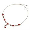 Hänge halsband ankomst elegant fransk romantisk vintage röd ros halsband damer festliga fest utsökta tillbehör smycken