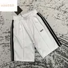 24ss Colors Shorts Light Blue Rainbow Side White Stripes Men Women Casual Sports Shorts Breathable Fashion Versatile Kuanso Five Pants 627