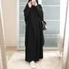 Ethnic Clothing Muslim Sets Jilbab Abaya Dubai Clothes for Islam Women Large Hem Dresses Casual Solid Color Robe Traditional Festival Clothes 230325