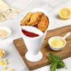 Borden twee cup-mond Fries Cup Saus Fry Dipping Serving 2 in 1 kegel dip plankhouder salade snackplaat