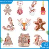 925 siver beads charms for pandora charm bracelets designer for women Christmas Snowman Gift Biscuits Elk DIY fine