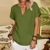Kadınlar Pamuk Egzersiz Tees Kadınlar İçin Günlük Katı V Boyun Kısa Kollu Gömlek Bluz Loose Üst Termal Tunik Üstler