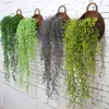 Decorative Flowers Green Artificial Plant Vines Wall Hanging Rattan Outdoor Garden Wedding Home Decoration Accessories Plastic Leaves Fake