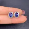 Stud Earrings Blue Sapphire Gemstone Women Jewelry Exquisite Natural Gem Good Color 925 Silver Ornament Birthday Gift