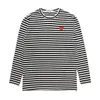 Designer tee mäns t-shirts cdg com des garcons spelar rött hjärta t-shirt randig kungblå/vit långärmad xl kvinnor tee