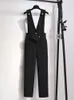 Jumpsuits voor dames rompers Deat mode veelzijdige vaste kleurontwerp knop pakken jumpsuit jumpsuit dames vrije taille broek vrouwelijke veer 11p0564 230325