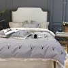 Bedding Sets 2023 Est Four-piece Simple Cotton Double Household Bed Sheet Quilt Cover Embroidered Comfortable Strip Texture Grey