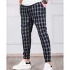 Herenbroek nieuwe plaid gestreepte trekkoord joggerbroek voor mannen zakelijke casual potlood pant man mannelijke kleding vintage bedrukte broek gratis verzending w0325