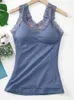 Camisoles & Tanks Top Sexy Lace Long Camisole Push Up Warm Bralette Wireless Padded Tank Women