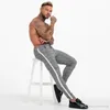 QNPQYX Neue Herren-Hose mit weichem Karomuster für den Sommer, Streetwear, gestreift, Hip-Hop-Hose, dünne Chinohose, schmale Passform, lässige Jogger, Tarnung, Armee, Fitness, Haut, atmungsaktiv