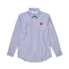 Designer Men's Casual Shirts Com des Garcons PLAY CDG Man Black Heart Long Sleeve Gingham Plaid Shirt Mens Red/White