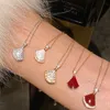 Van klaver kettingontwerper hangerse sieraden nieuw licht luxe model kleine rok sleutelbeen ketting vol diamanten witte eenvoudige luxe ketting