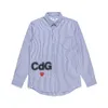 Designer Men's Casual Shirts CDG Com des Garcons PLAY Red Heart Striped Long Sleeve Shirts Blue/White Size XL Brand