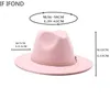 Chapéus de borda ardente Menina de moda ajustável Mulheres vestidos de noiva rosa amplo Party Party Jazz Trilby Fedora 230325