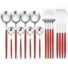 Dinnerware Sets Red Gold Cutlery Set Knife Fork Spoon Dinner Kitchen Silverware Flatware Tableware 430 Stainless Steel