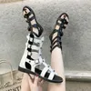 Sandals Roman Gladiator Bandage Cool Boots Women Mid Calf High Flats Sandalias Botas Women Shoes Girls Summer Hollow Ladies Sandals Boot AA230325