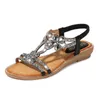 Sandales 2022 été sandales confort fleur strass voyage sandales compensées Peep Toe dame chaussures loisirs Style grande taille nouveauté AA230325
