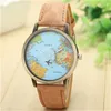 Armbandsur Mini World Fashion Quartz Watch Herr Unisex Karta Flygplan Resa runt Kvinnor Läderklänning Armbandsur 10