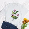 Women's T Shirts Watercolor Flower Graphic Fashion Mujer Camisetas White Top Aesthetics Short Sleeve T-shirt Polyester