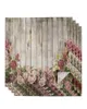 Table Napkin 4pcs Wood Grain Planks Flowers Retro Square 50cm Wedding Decoration Cloth Kitchen Dinner Serving Napkins