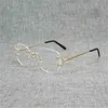 Kvinnors modedesigner solglasögon vintage Rimless Square Clear Men ovala trådglasögon Optisk metallram överdimensionerade glasögonkvinnor för att läsa oculos