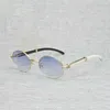 Occhiali da sole da donna di design di lusso da uomo Vintage bianco nero corno di bufalo uomo tondo occhiali in legno naturale woemn occhiali trasparenti da esterno montatura Oculos Shades