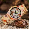 Armbandsur Bobo Bird Ladies Wood Watch Women Montre Femme Bamboo Band målar Butterfly Quartz Watches in Wood Present Box OEM W-O20