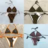 Bikini's voor vrouwen brutale hoge taille string Micro Bikini Designer Swimmel Swim suit veter Summer Split Swimsuit Bruin Wit Strappy Letter 065